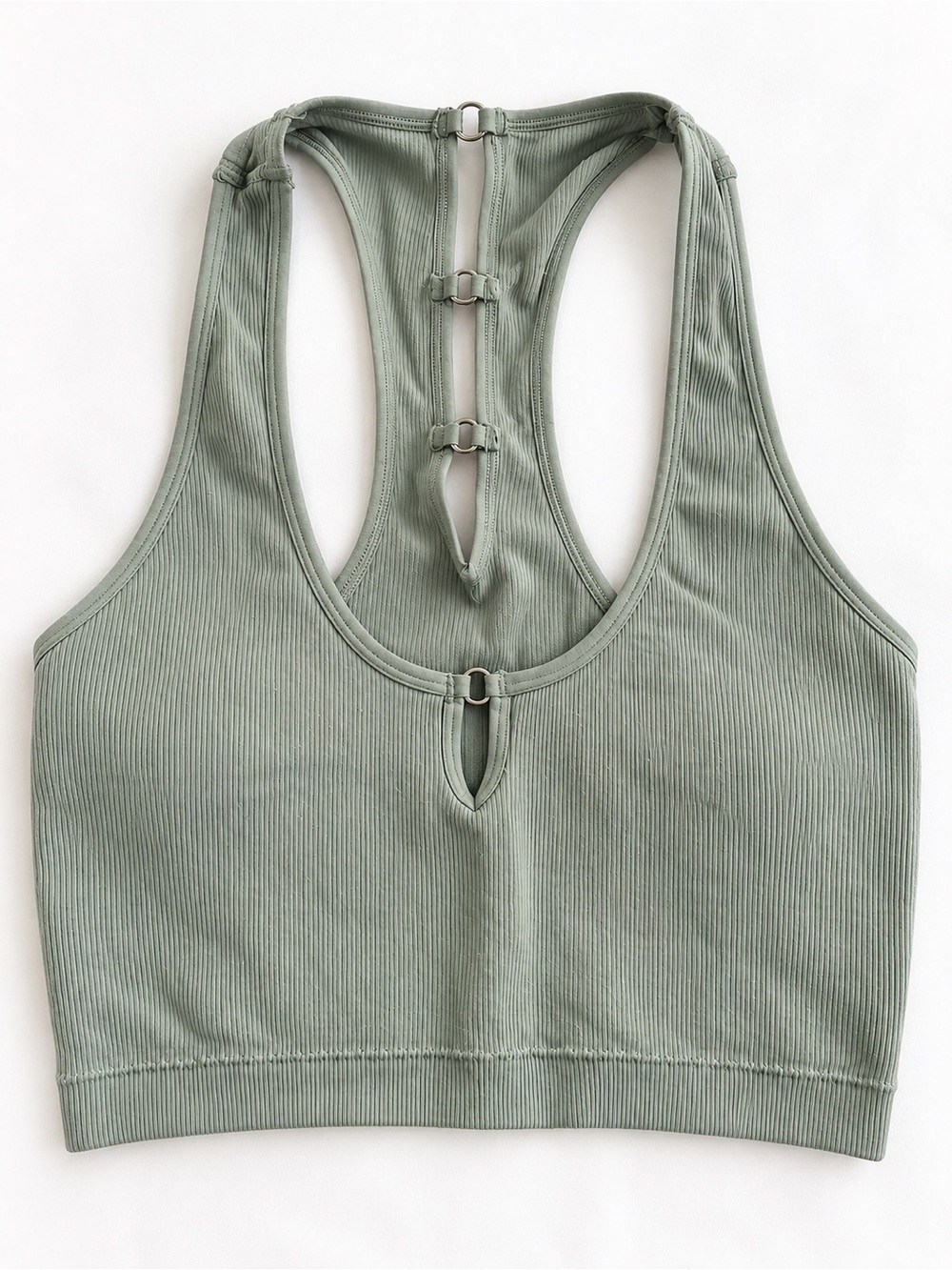 Ribbed Racerback Cropped Tank in Sage Green